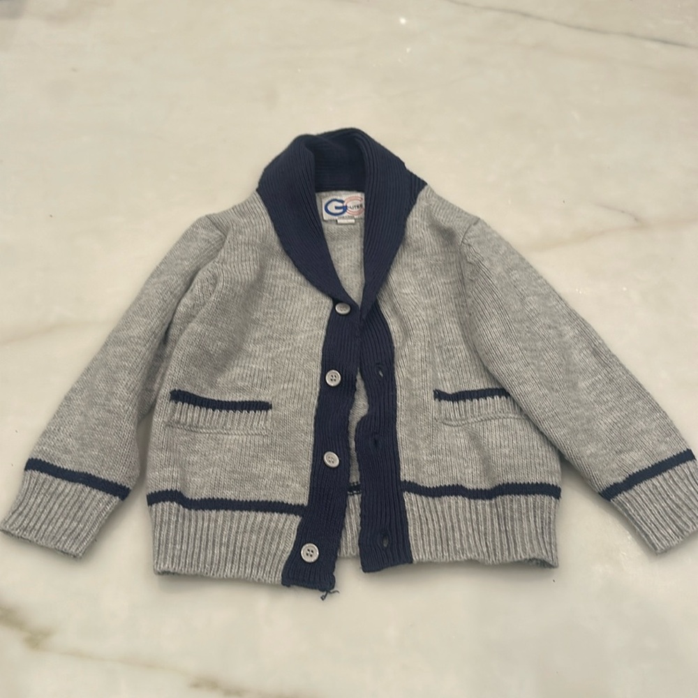 Cardigan Sweater Navy and Gray Size 3T